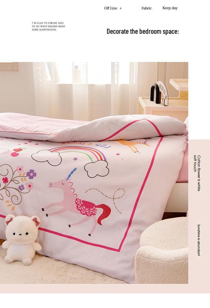 60S Pure Cotton Digital Print Kids' Autumn/Winter Bedding Set: First Day of School Duvet Cover