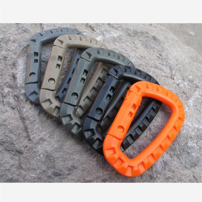 1pcs D Buckle Carabiner Climb Clasp Clip Hook Backpack Molle System Military Survival Outdoor Tools Camping Climbing Accessories