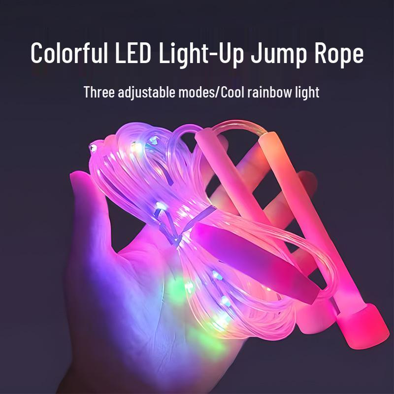 Glow-in-the-Dark Luminous Flashing Jump Rope for Kids and Teens | Seven-Color Fitness Rope for School Activities