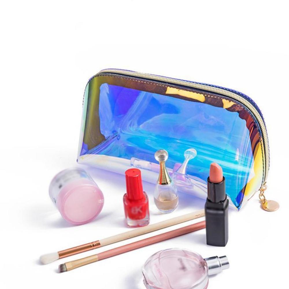 Makeup Bag Iridescent Cosmetic Bag with Zipper Waterproof Travel Makeup Organizer Glitter Makeup Bag for Home Office Travel Busi