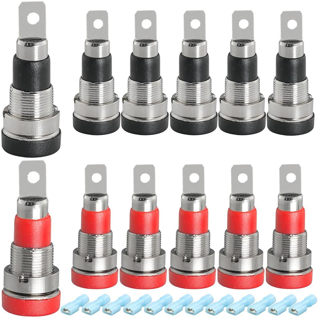 Xiatiaosann 12pcs Banana Jack Female Banana Plug 4mm Banana Plug Connectors for DIY Test Projects Panel Mount Binding Posts Sockets, Connectors,