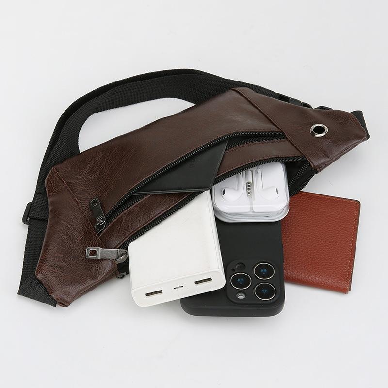 Bauchtasche Herren Tragbarer Gürtel Handy-Bauchtasche Schicht PU-Leder Multifunktional Einzelne Schulter Crossbody Handy-Tasche