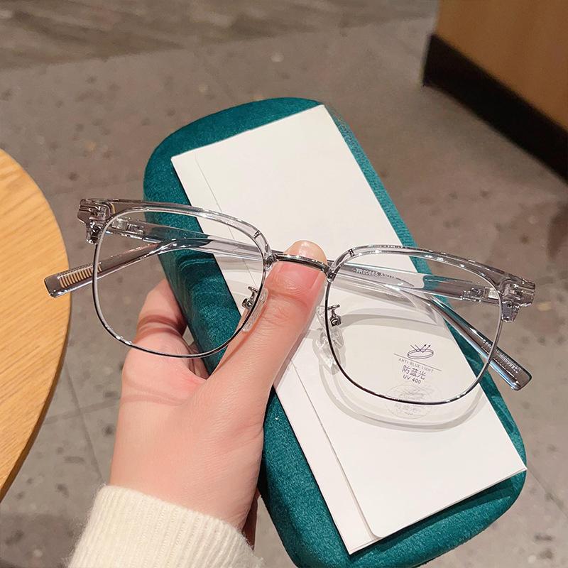 Anti-Blu-ray Retro Men s Eyebrow Glasses Frame Celebrity Polygon Glasses with Prescription Option