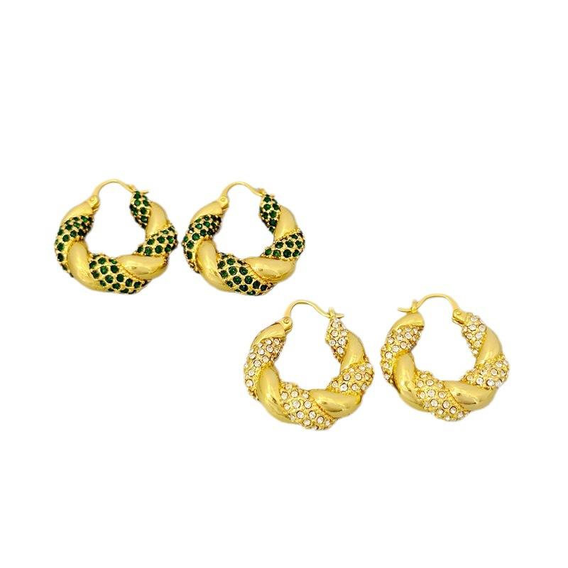 French Light Luxury High-End Geometric Design Earrings Women'S Zircon Winding Stud Earrings