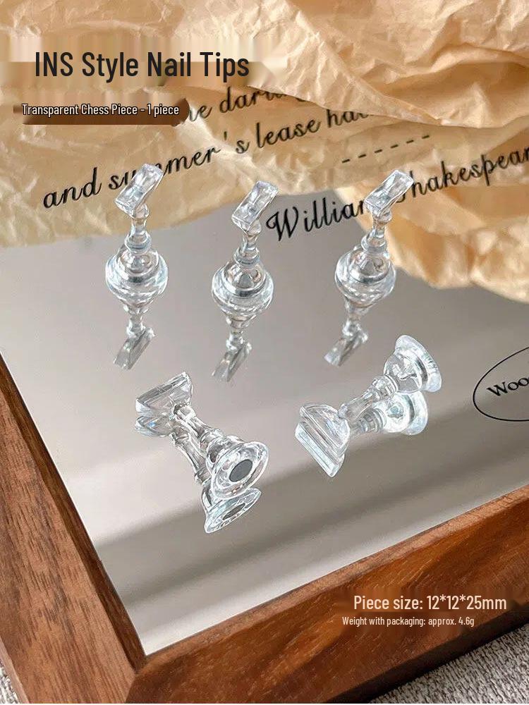 Magnetic Nail Art Practice Stand with Iridescent Chess Piece Design