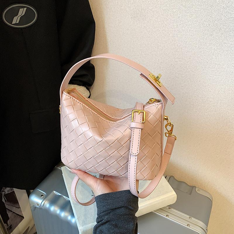 Texture Woven Pu Single Shoulder Crossbody Bag Solid Color Handbag Women Fashion