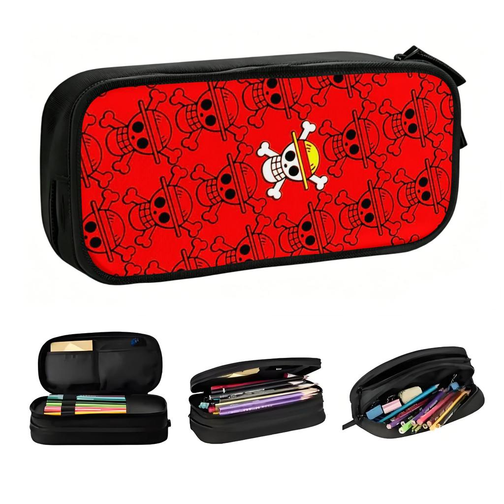 One Pieces Pirates Skull Cute Pencil Cases Boys Girls Large Capacity Anime Manga Japanese Pencil Box Student School