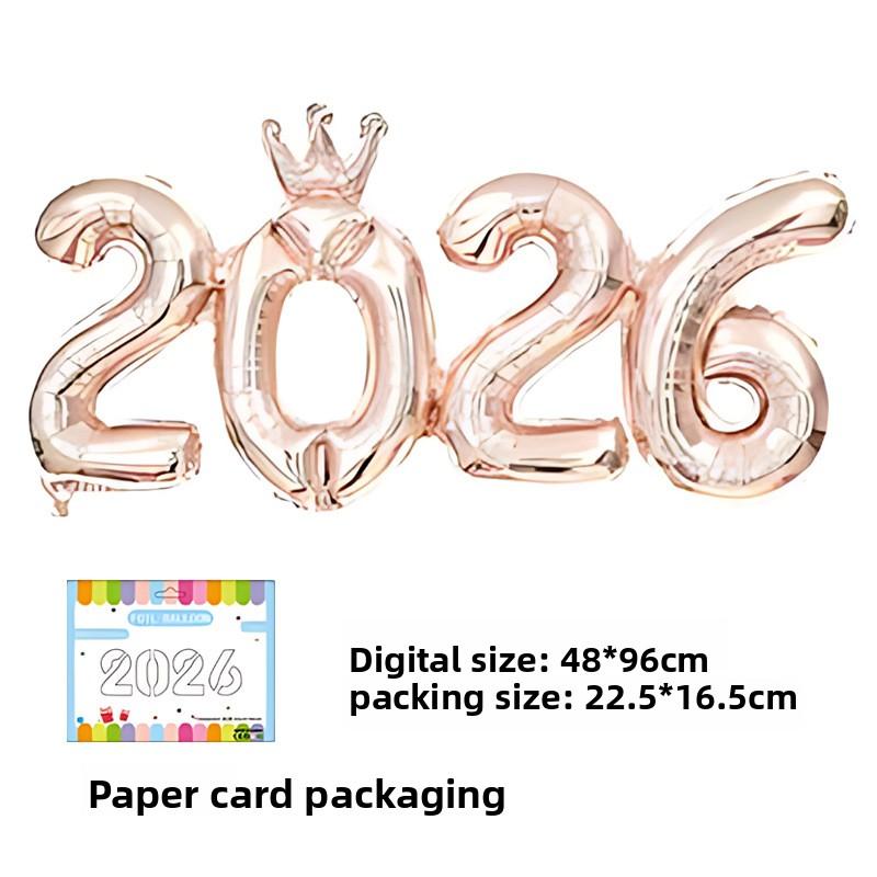 Baloane folie 2026 în formă de coroană aurie strălucitoare pentru petrecerea de Revelion