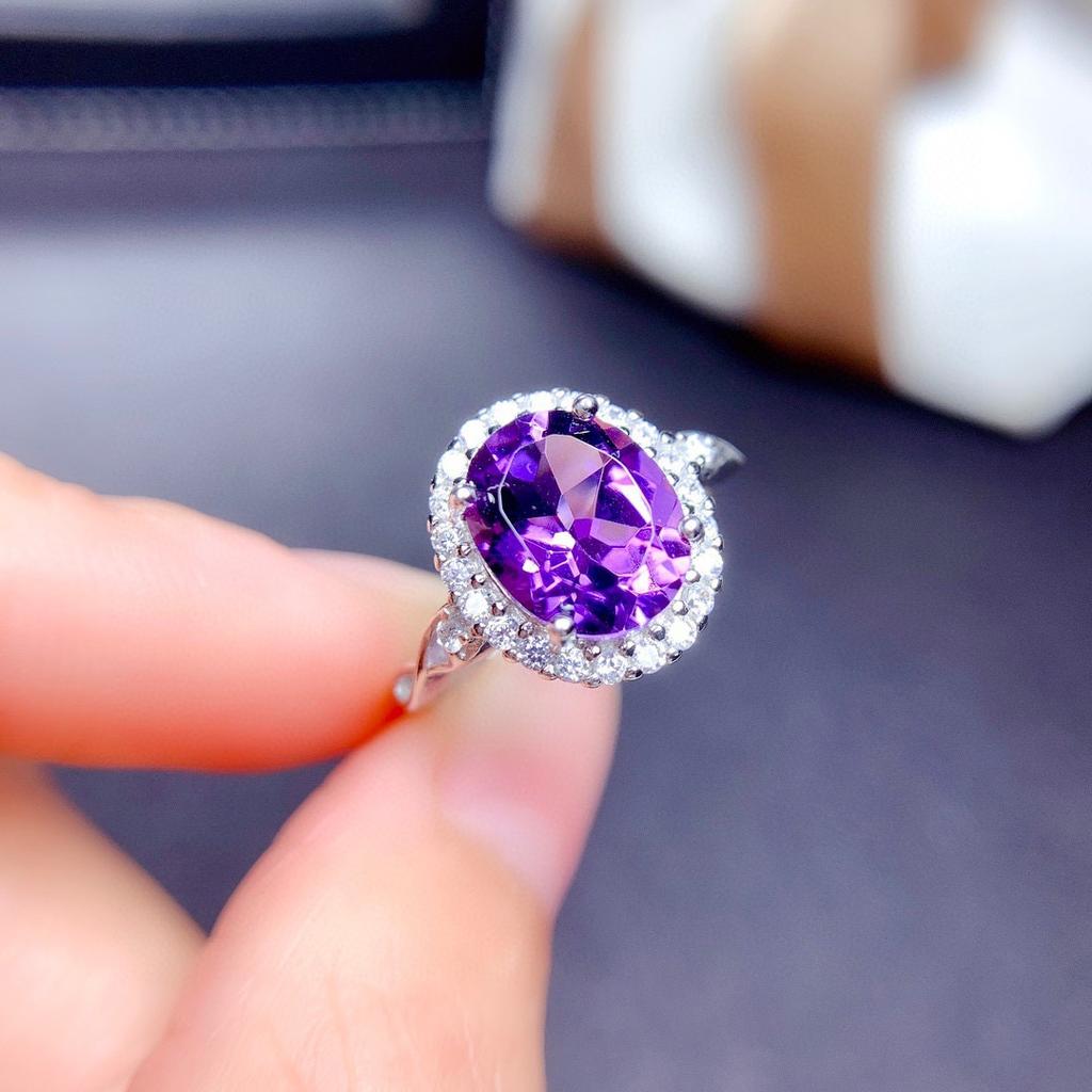 Colored Jewelry, Imitation Natural Topaz Amethyst Citrine Olivine Red Pomegranate Ring