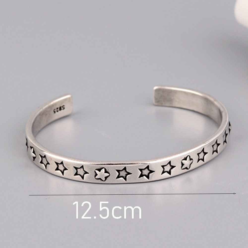 Silver Color Opening Bracelets Star Pattern Bangle Fashion Men Bracelets Jewelry Gift