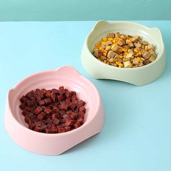 Pet Feeder Convenient Easy Cleaning Sturdy Smooth Edge Eco-friendly Feed Water Solid Color Ear Shape Food Water Feeder Pet Supplies