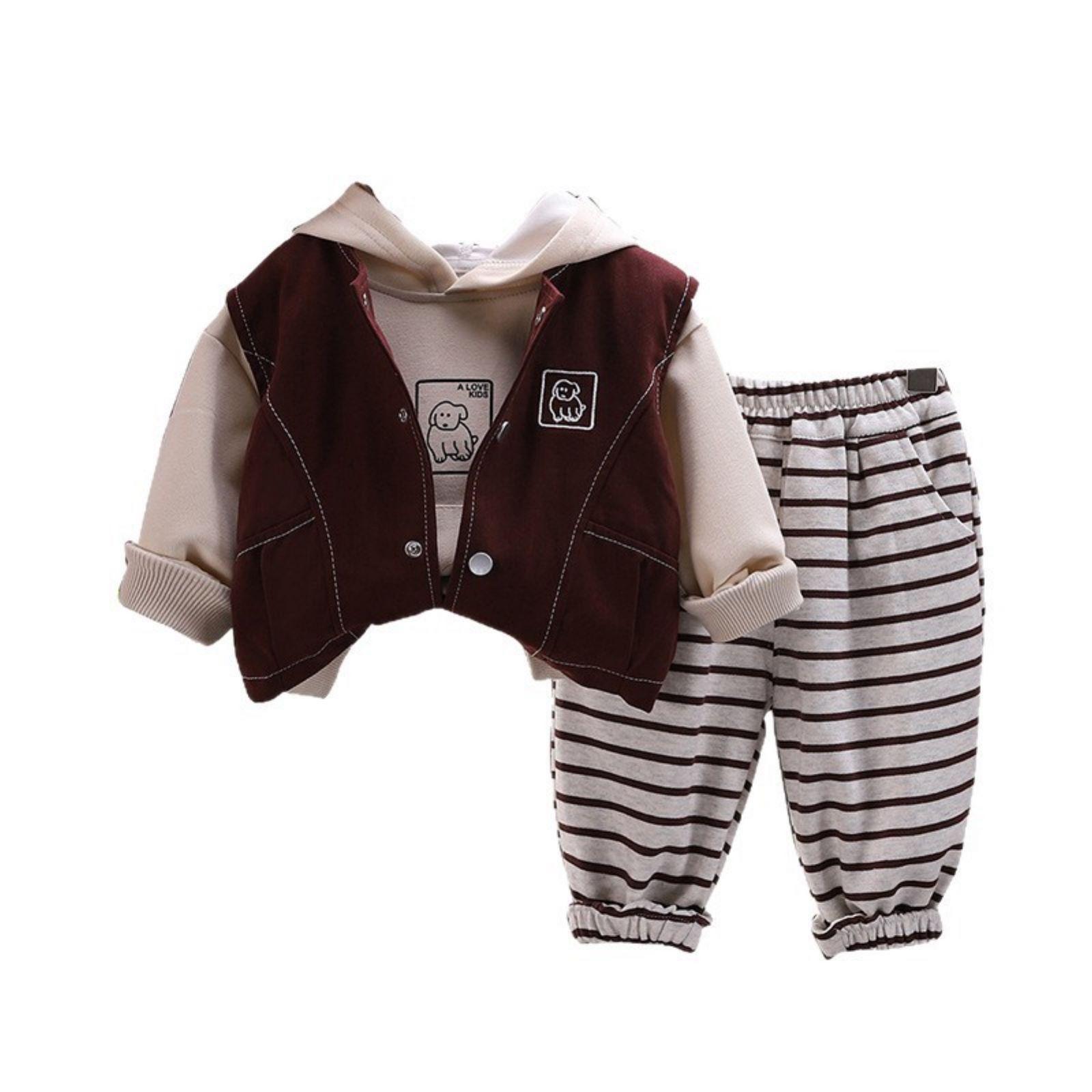 

Детский повседневный комплект с длинным рукавом, удобные наряды для повседневной носки 90 кофейный