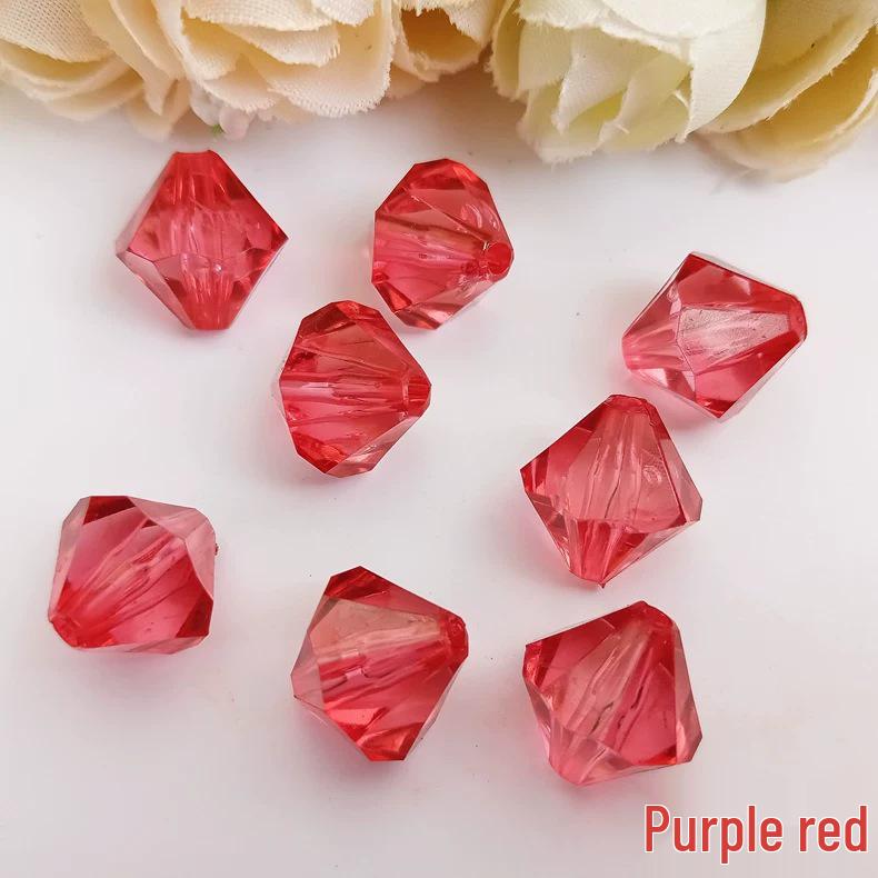 Acrylic Transparent 14mm Double-Pointed Rhombus Imitation Crystal Beads for DIY Jewelry Accessories and Colored Door Curtains