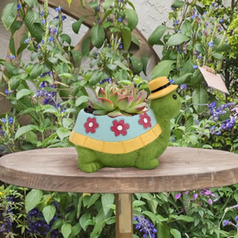Cute Turtle Flower Pot, Planter Pot For Indoor And Outdoor, Succulent Plant Pots, Plants Desk Display Resin Pots, Fower Arrangement Home Decoration