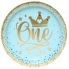 Blue Gold Boy One Year Birthday Disposable Tableware King Crown Plates Paper Cups 1st Baby Boy First Happy Birthday Party Decor