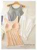Modal Padded Plus Size Camisole for Women, Slim Fit, Solid Color, Versatile One-Piece, Round Neck