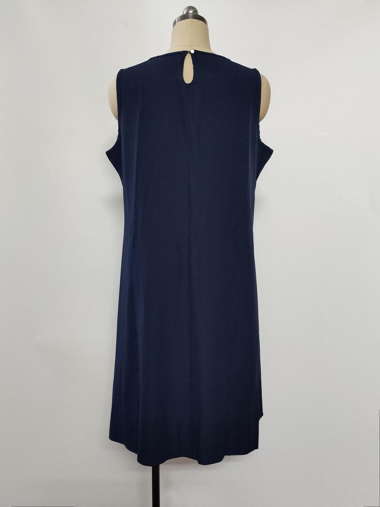 2025 Women's Plus Size Elegant Solid Color Sleeveless Summer Dress