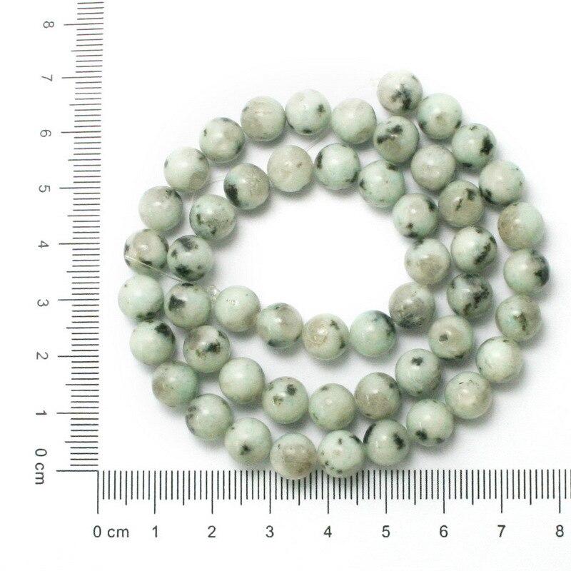 Natural Stone Smooth Tian Shan Round Loose Beads For Jewelry Making Green Black Dot Semiprecious DIY 4-10mm Bracelet Accessories