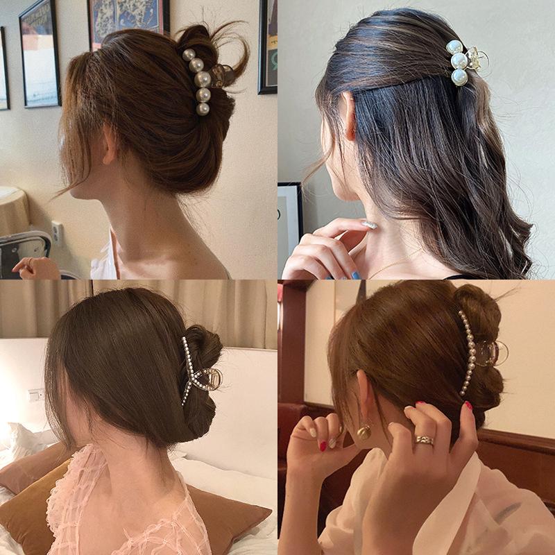 4 Stück/Set Mode Künstliche Perle Haarspangen Für Frauen Mädchen Party Pferdeschwanzhalter Haarschmuck