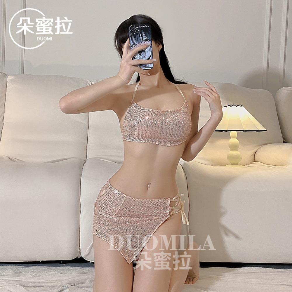 Domira Erotic Outfit Bright Sequins Nightclub Split Outfit 6728 Erotic Lingerie Uniform Sexy Passion F341