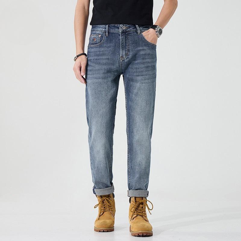 

Новые весенне-летние деловые повседневные стрейч-джинсы Американские модные универсальные мужские брюки 38 синий