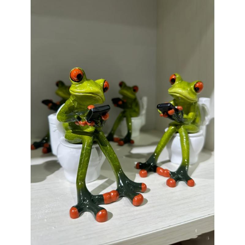 1 Stück Weihnachten Halloween Täglich Fantasy Frosch Toiletten Stifthalter Zahnstocher Wattestäbchen Harz Schreibtisch-Organizer mit Smartphone- und Wattestäbchenhalter