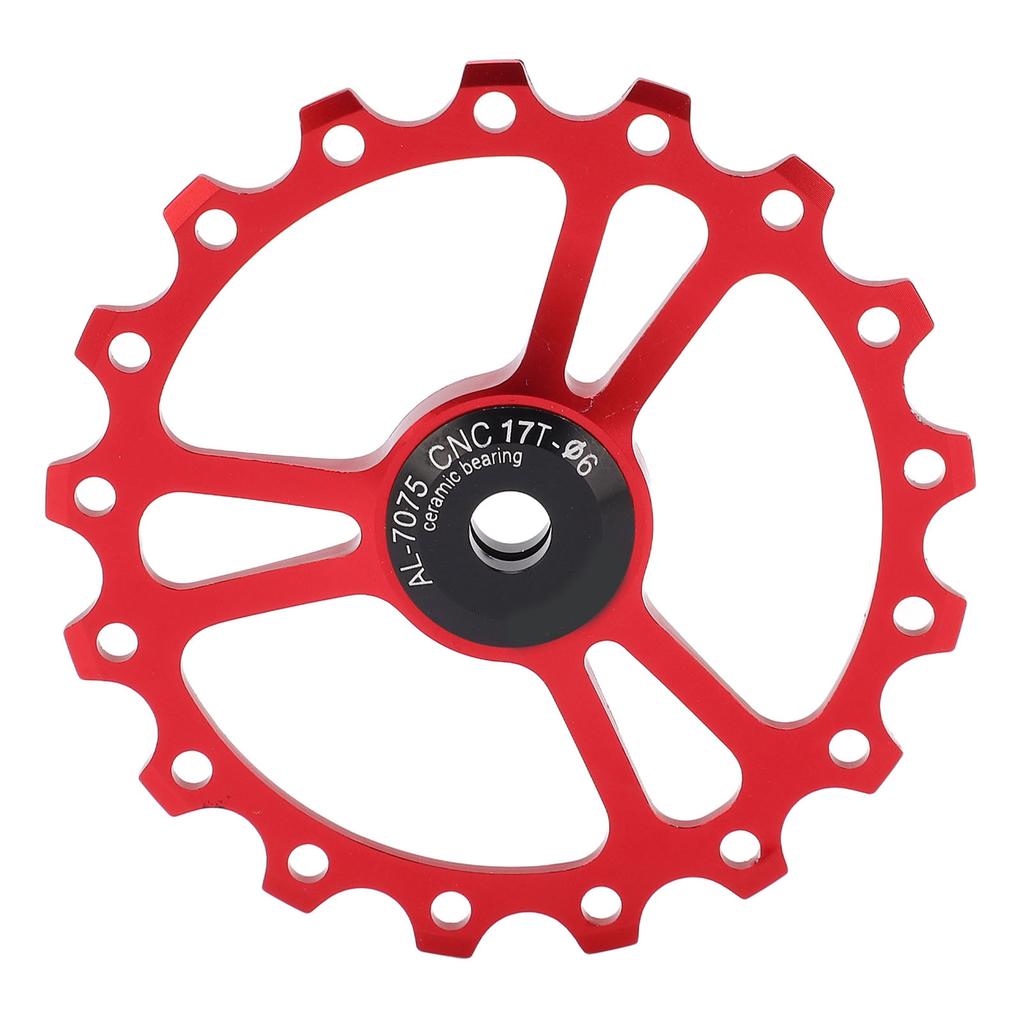 MEIJUN 17T Ceramic Rear Derailleur Guide Wheel Aluminum Alloy Rear Derailleur Pulley Wheel for Road Mountain BikeRed