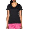 Under Armour Solid Color Logo V-Neck Short Sleeve T-Shirt Women Tops Black 1255839-002