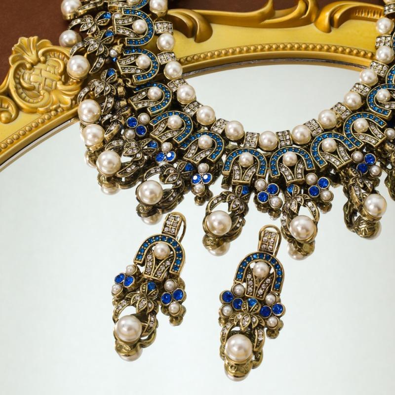 Meier Pearl Tassel Earrings Vintage Medieval Style Suit Earrings Necklace