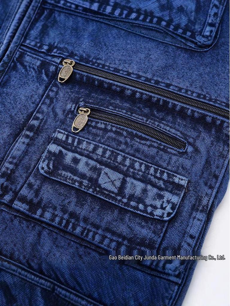 Men's Multi-Pocket Denim Vest for Photography and Fishing