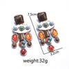 Baroque Luxury Vintage Mixed Gemstone Earrings, Geometric Pendant Dangle Earrings For Women
