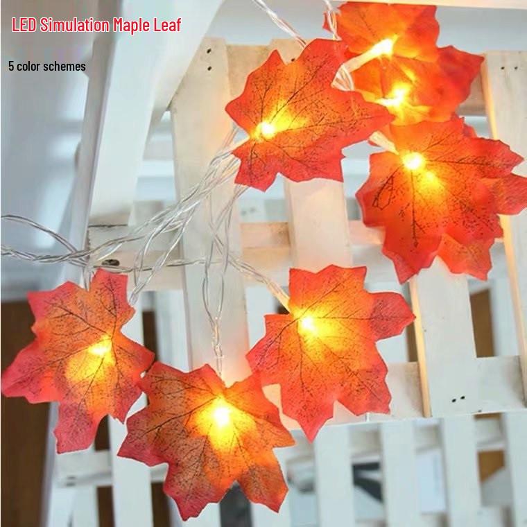 LED Maple Leaf & Pumpkin String Lights with Remote Control - Perfect for Halloween & Thanksgiving Decor