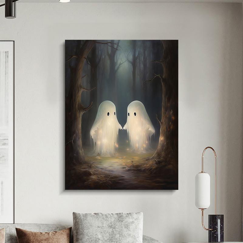 Vintage Halloween Cute Black Cat Candle Ghost Canvas Painting Nordic Dark Horror Academy Posters Bedroom Wall Art Home Decor