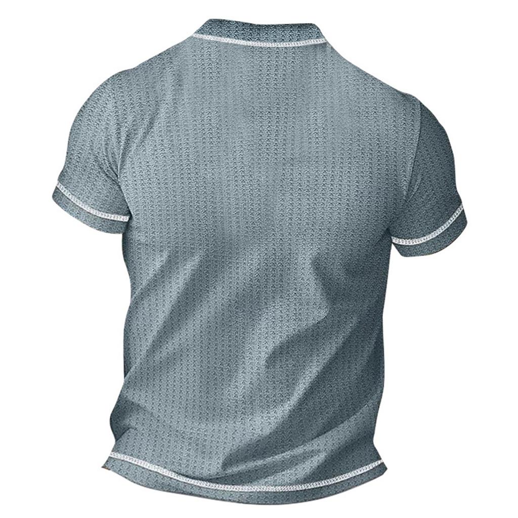 Men's Summer Short Sleeved Men's Retro T-shirt Color Blocked Top