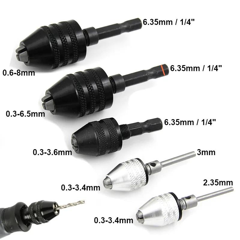 Quick Change Keyless Drill Bit Chuck Hex Shank Adapter Converter Tool 1Pc 0.3-8mm 6.35mm