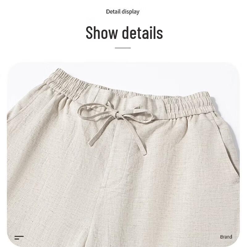 Jinjv Men's Tencel-Linen Stand Collar Casual Two-Piece Set