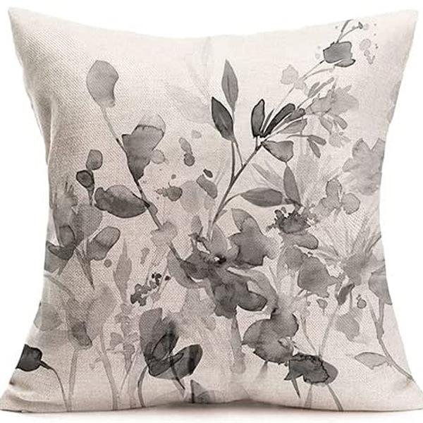 Popular Green Plant Linen Pillowcase Modern Simple Home Sofa Living Room Pillow Cushion