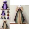 Halloween Women Medieval Fancy Cosplay Costume Stitching Lace Up Dress Maxi