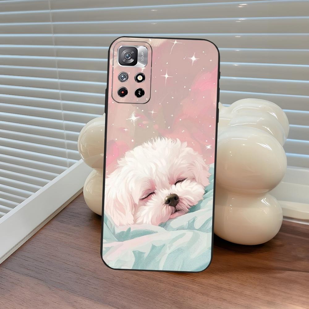 Cartoon Maltese Dog Phone Case for Xiaomi Poco M4 F7 M7 M6 M5 F6 F5 X7 X6 X5 C71 C75 C61 C65 Pro Plus Ultra Cover