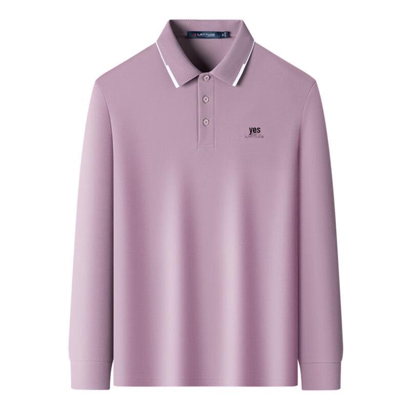 MONTAGUT Men's Autumn Breathable Long-Sleeve Mesh Pique Polo Shirt with Jacquard Collar