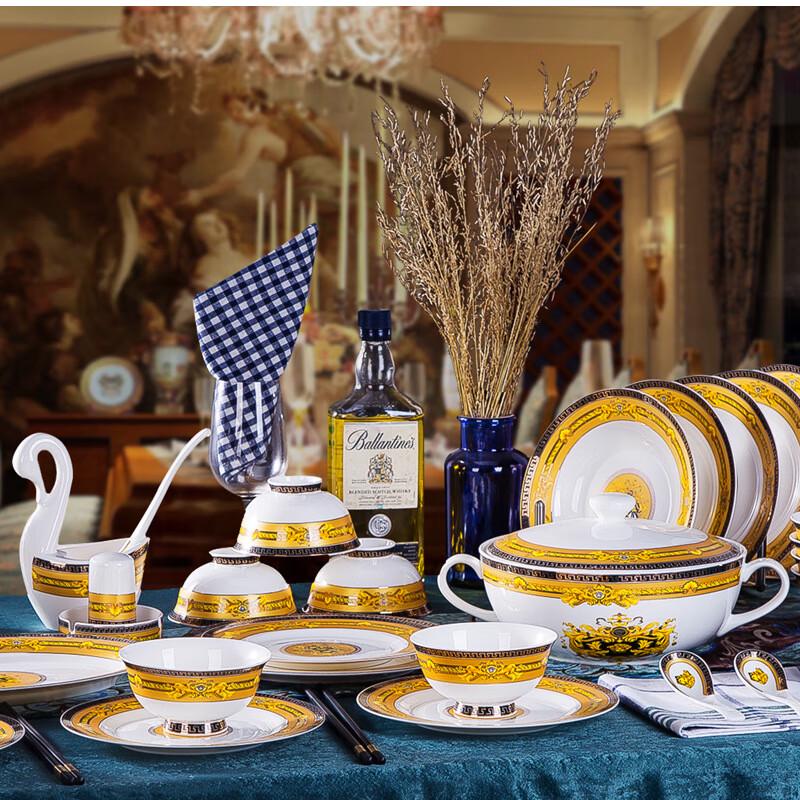 Light Luxury European Style 60-Piece Bone China Dinnerware Set