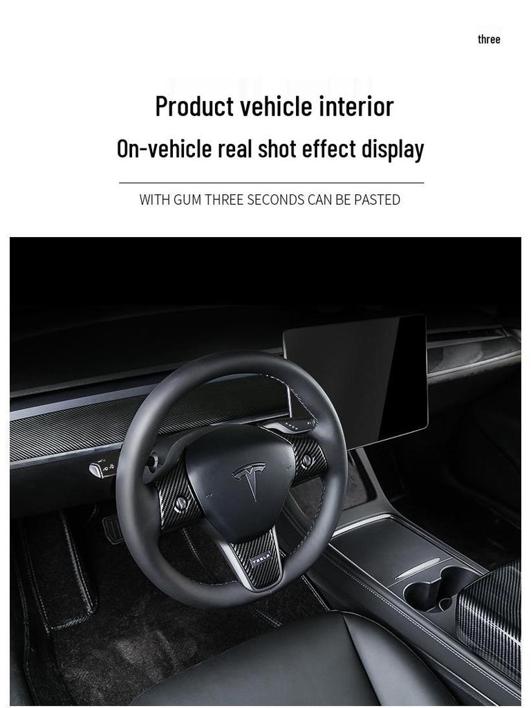 Tesla Model 3/Y Carbon Fiber Interior Console & Steering Wheel Trim