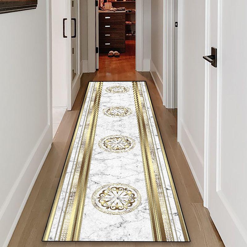 Luxury Modern Carpet Runner Hallway Non-slip Corridor Carpets Golden Aisle Rug Washable Living Room Decoration Long Floor Mats
