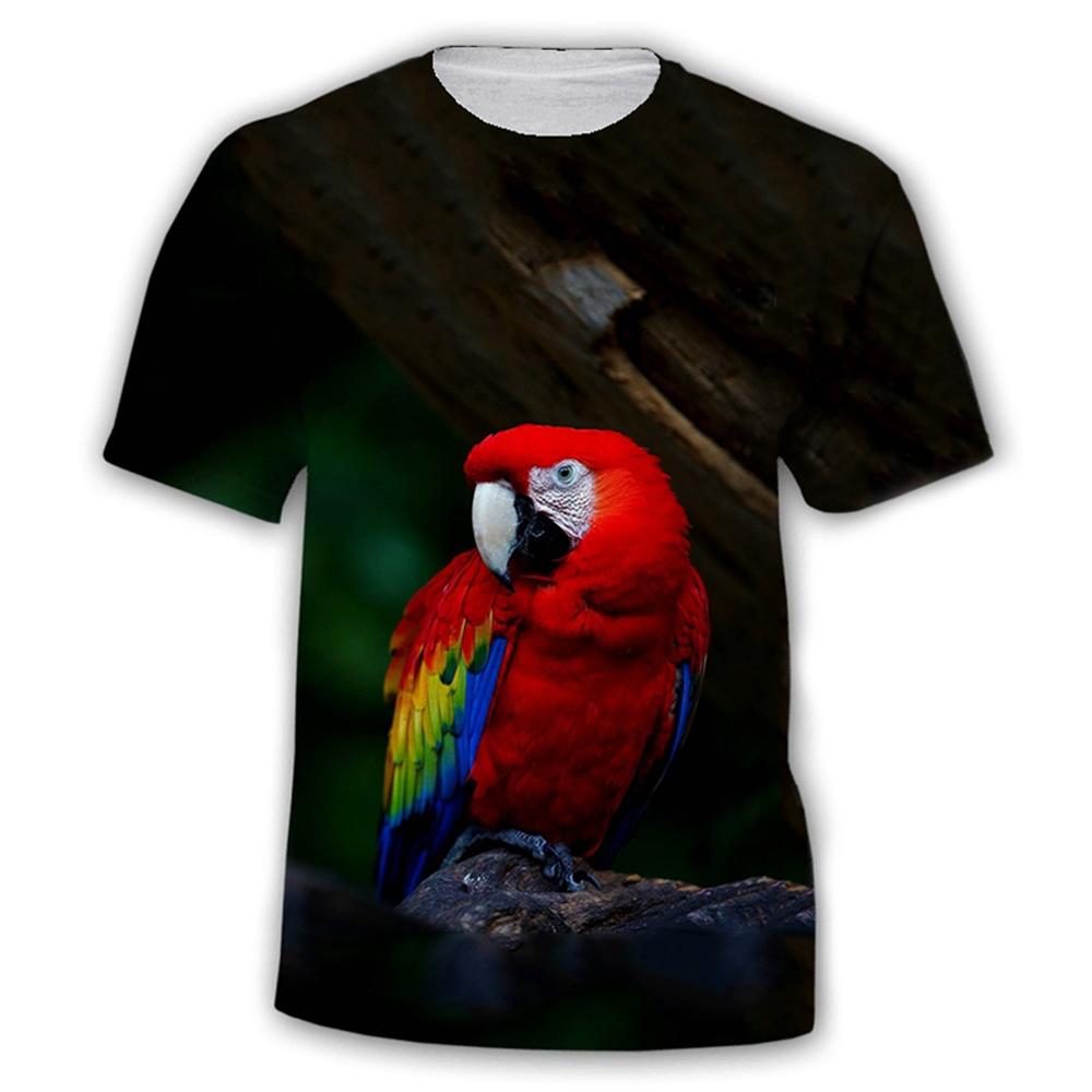 Summer hot selling fashionable personalized parrot fun 3D printed pattern funny eye-catching T-shirt