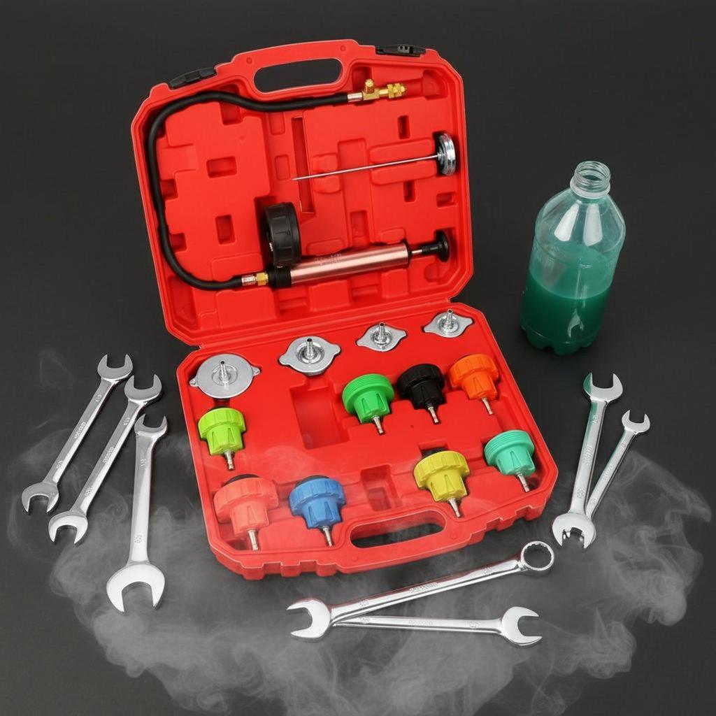 Universal Cooling System Test and Refill Tool Air Pocket Removal for Garage