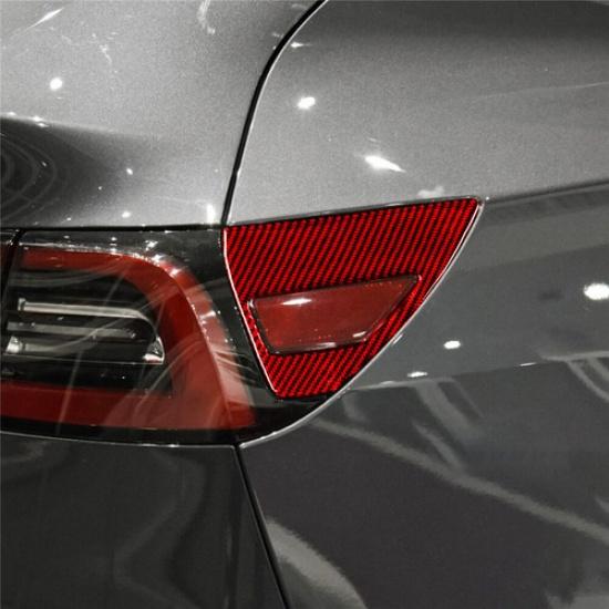 Red Carbon Fiber Side Tail Lamp Charging Port Cover Trim For Tesla Model 3/Y