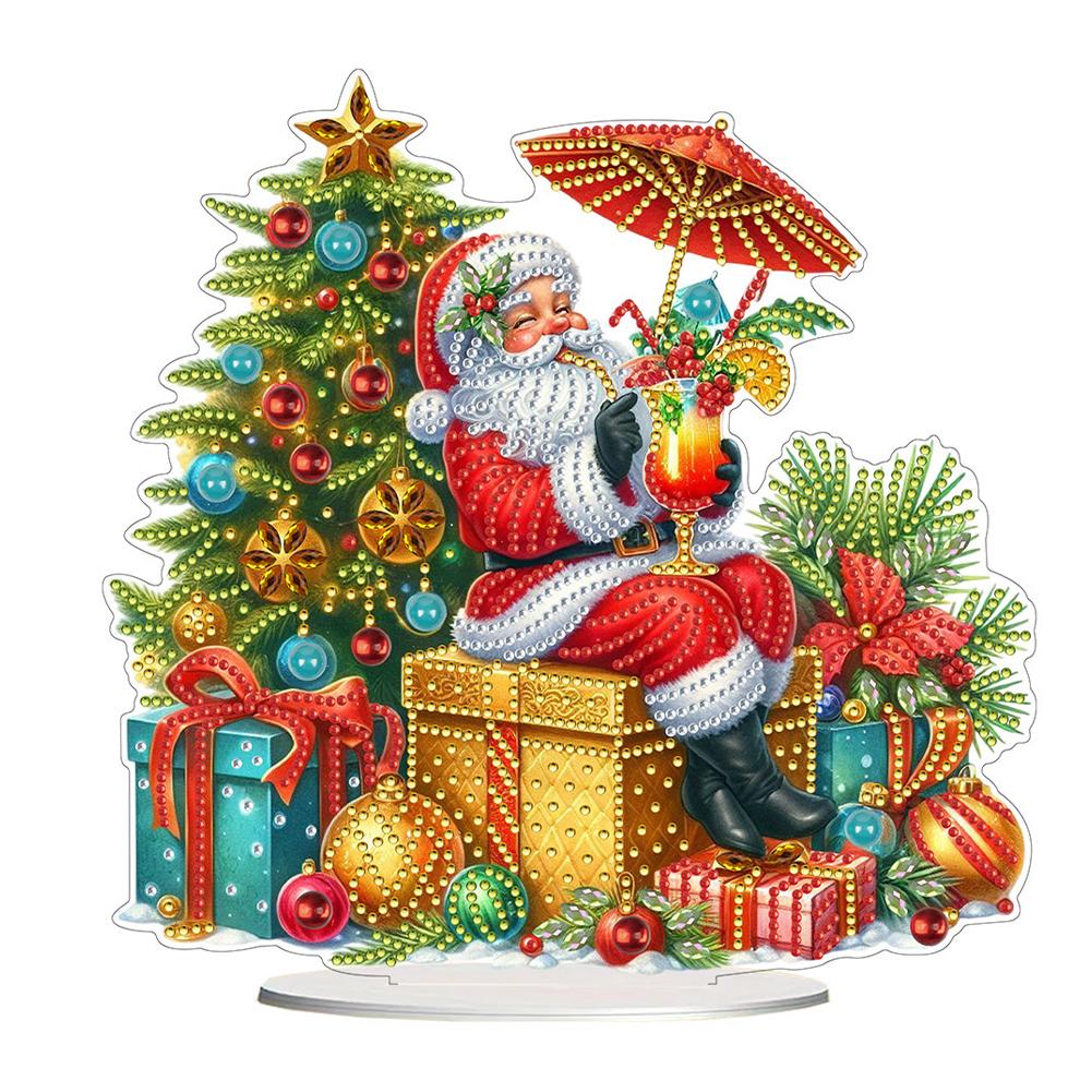 Acrylic Special Shape Christmas Santa Claus Diamond Painting Tabletop Ornaments Kit Desktop Diamond Art Kits Bedroom Table Decor