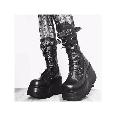 Fashion Women High Boots Cosplay Mid-calf Boots High Platform Wedges Boots 2025 Autumn Winter New Designer Gothic Shoes for Women Botas