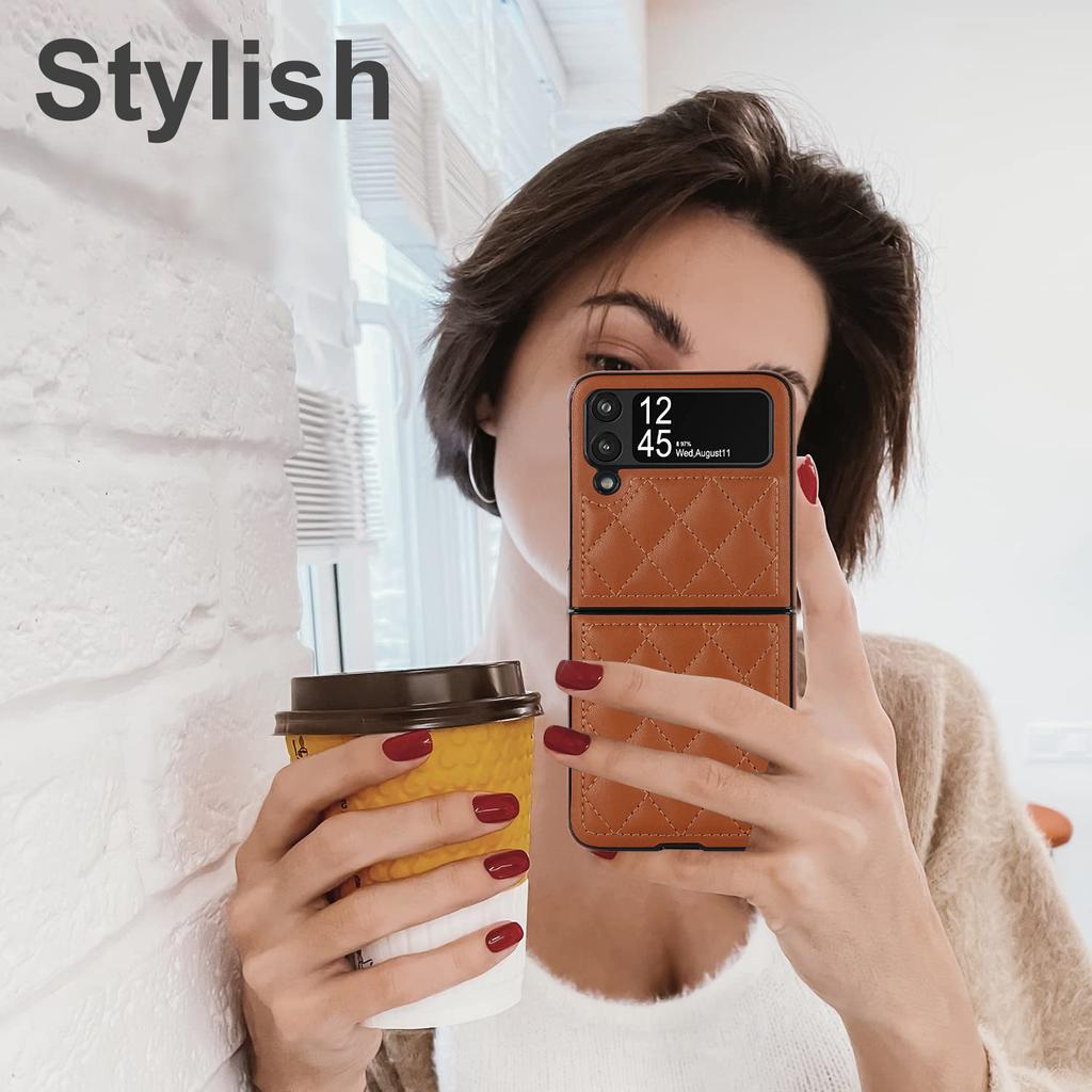 Suitable for Samsung Z Fold6 mobile phone case Z Flip5 small fragrant wind rhombus protective case 4th generation plaid leather case