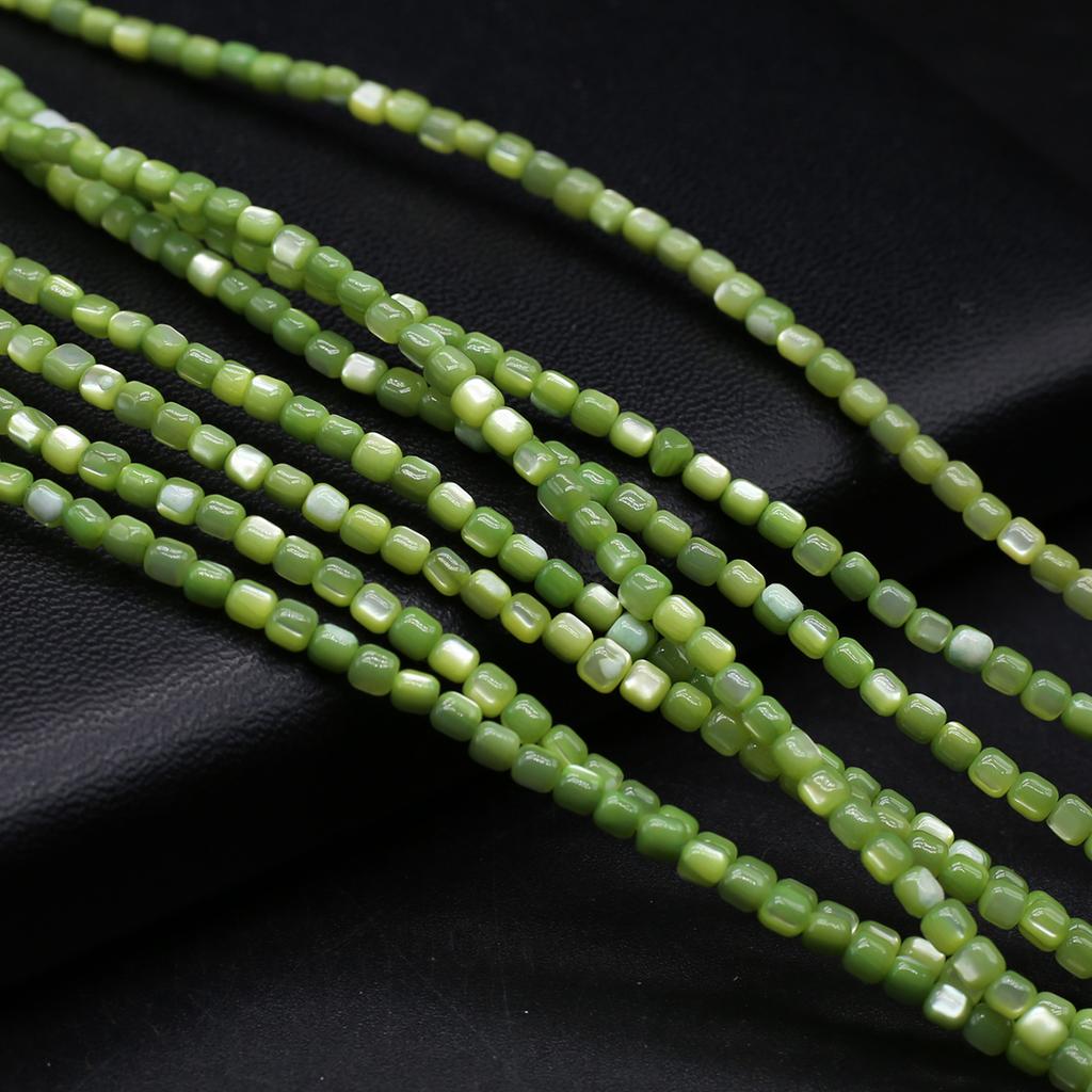 1Strand Natural Freshwater Shell Beads 3.5×3.5mm,Square Coloured Shell Loose Spacer Beads for Jewelry Making DIY Bracelet Accessories Beading 38cm
